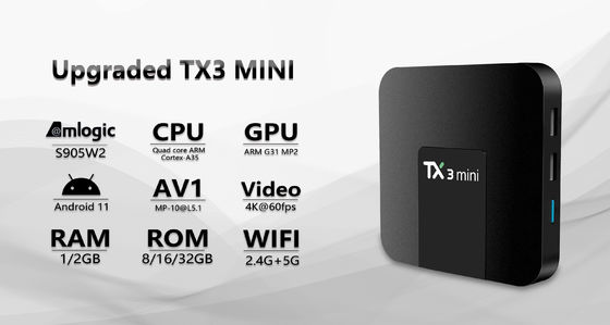 Caja de configuración ODM Android 6.0 Amlogic S905w2  TX3mini Wifi2.4G 5G